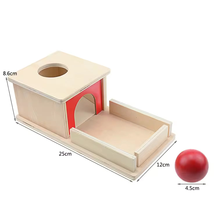 Montessori Wooden Ball Drop Box Toy – Shape Sorting Coin Box for Toddlers 12 Months+