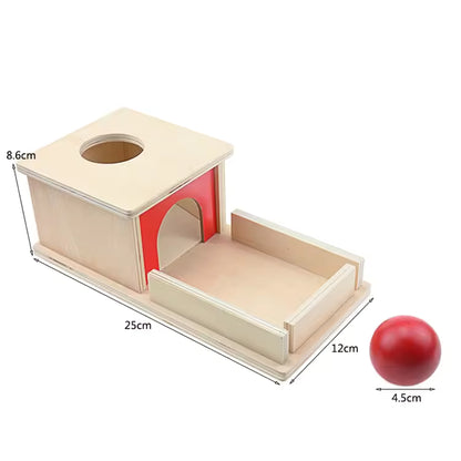 Montessori Wooden Ball Drop Box Toy – Shape Sorting Coin Box for Toddlers 12 Months+