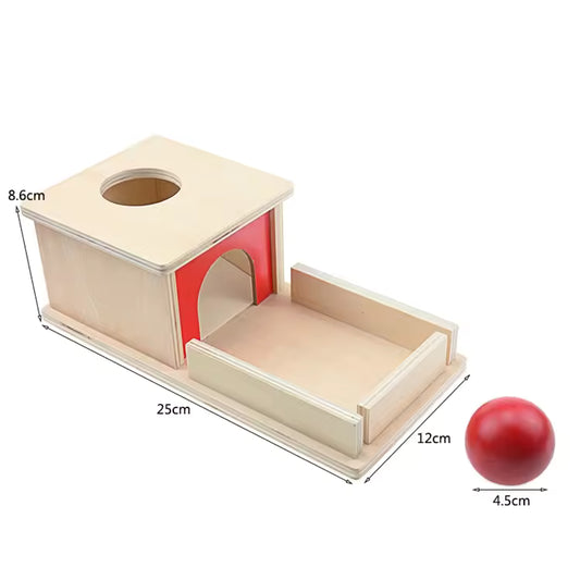 Montessori Wooden Ball Drop Box Toy – Shape Sorting Coin Box for Toddlers 12 Months+
