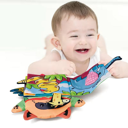 Montessori Baby Soft Cloth Book – 3D Quiet Book with Hand Puppet for Newborns 0–12 Months