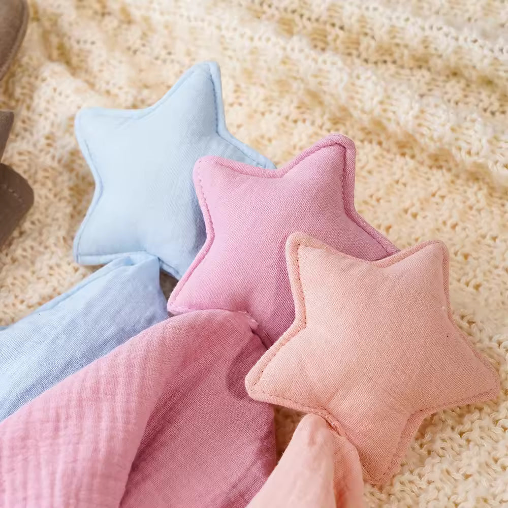 Baby Cotton Muslin Comfortable Blanket Cute Cat Doll with Cat Pattern for Infant Kids Sleep Appease Towel